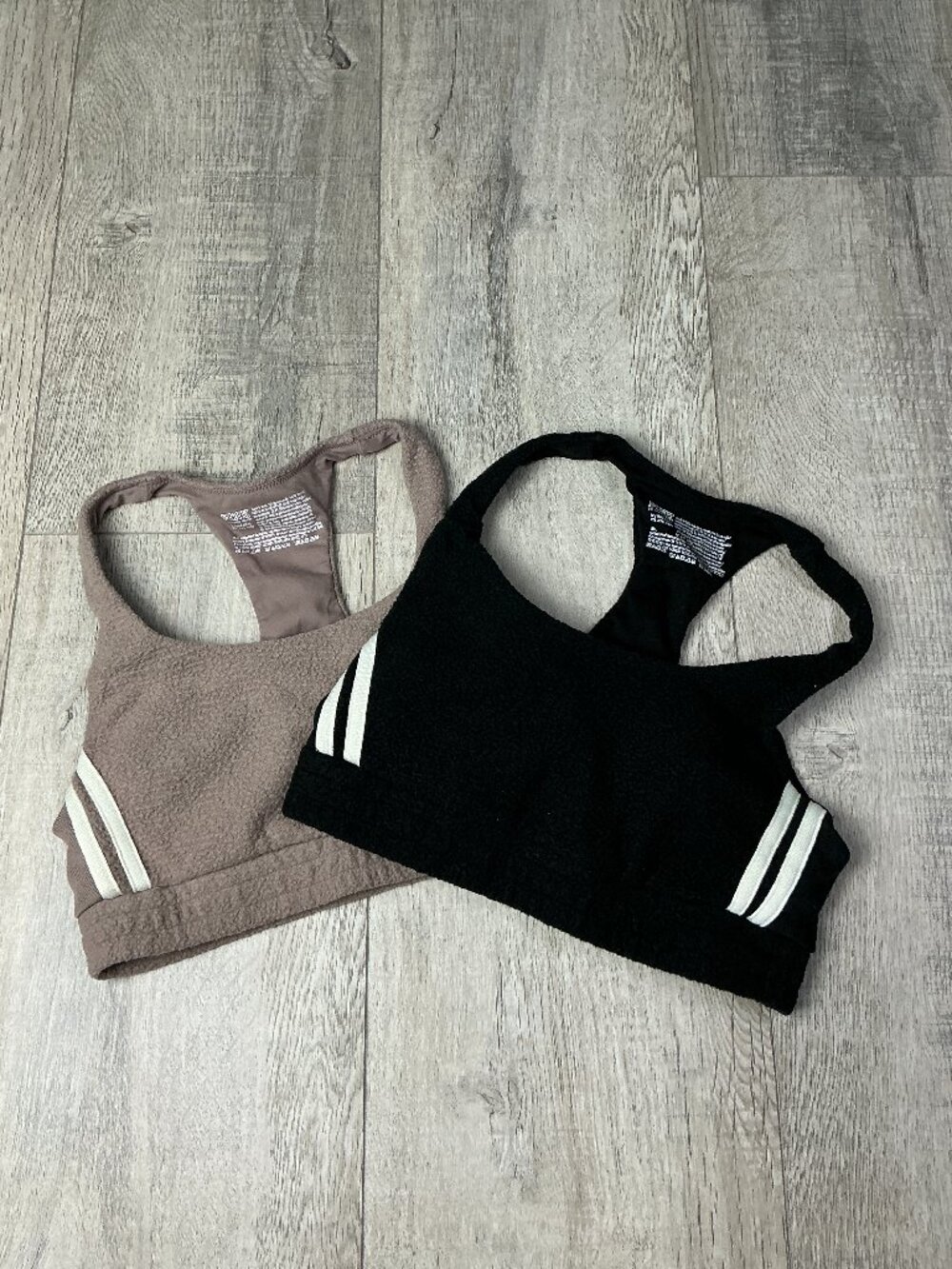 PINK Victoria’s Secret Brown and Black Sherpa Bras - Two Bras, Size Medium
